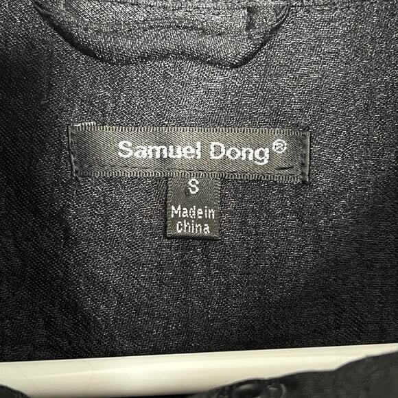 Samuel Dong Black Bubble Satin Jacket Coat Small Zip Front Lagenlook Cocktail - Picture 10 of 10